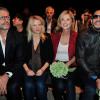 Lambert Wilson, Mélanie Thierry enceinte, Michèle Laroque et JoeyStarr au défilé Paul & Joe, collection prêt-à-porter printemps-été 2014, au Palais de Tokyo à Paris, le 1er octobre 2013.
