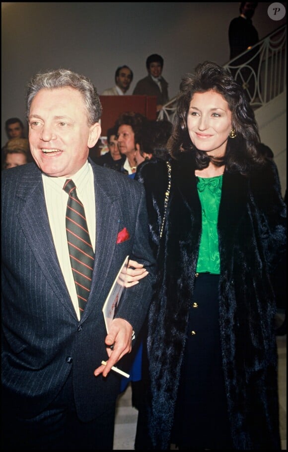 Jacques Martin et Cécilia le 19 janvier 1988 à Paris. 