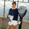 L'actrice Tiffani Thiessen à l'Empire State Building pour présenter la campagne Jumpstart's Read for the Record à New York, le 2 octobre 2013.