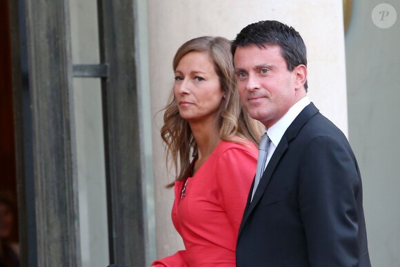 Anne Gravoin et son mari Manuel Valls à l'Elysée le 3 septembre 2013.