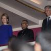 Philippe et Mathilde de Belgique lors de l'inauguration du Festival Europalia.India en présence du président de l'Inde Pranab Kumar Mukherjee au palais des Beaux-Arts de Bruxelles le 4 octobre 2013.