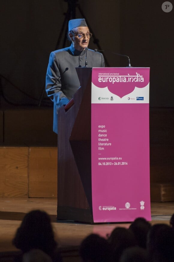 Karan Singh, de la chambre haute du Parlement indien, lors de l'inauguration du Festival Europalia.India en présence du président de l'Inde Pranab Kumar Mukherjee au palais des Beaux-Arts de Bruxelles le 4 octobre 2013.