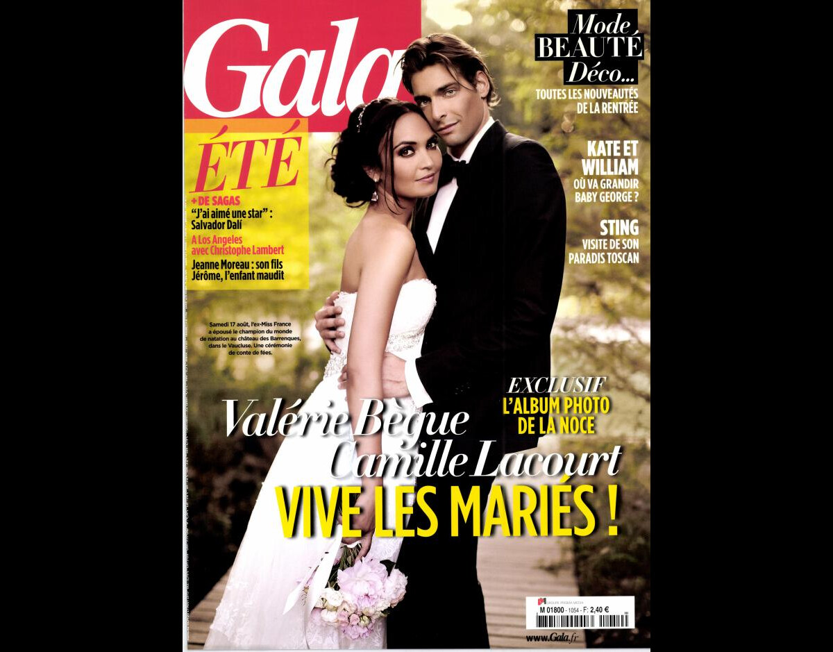 Photo : Valérie Bègue et Camille Lacourt en couverture du magazine Gala, en  kiosques le 21 août 2013. - Purepeople