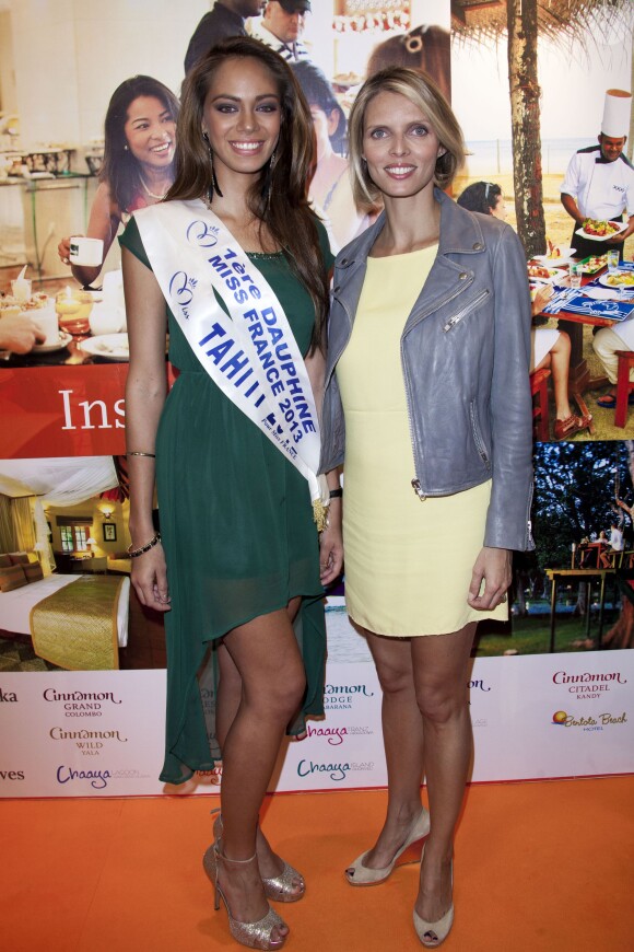 Sylvie Tellier et Hinarani de Longeaux, 1re dauphine Miss France 2013, à Paris, le 25 septembre 2013.