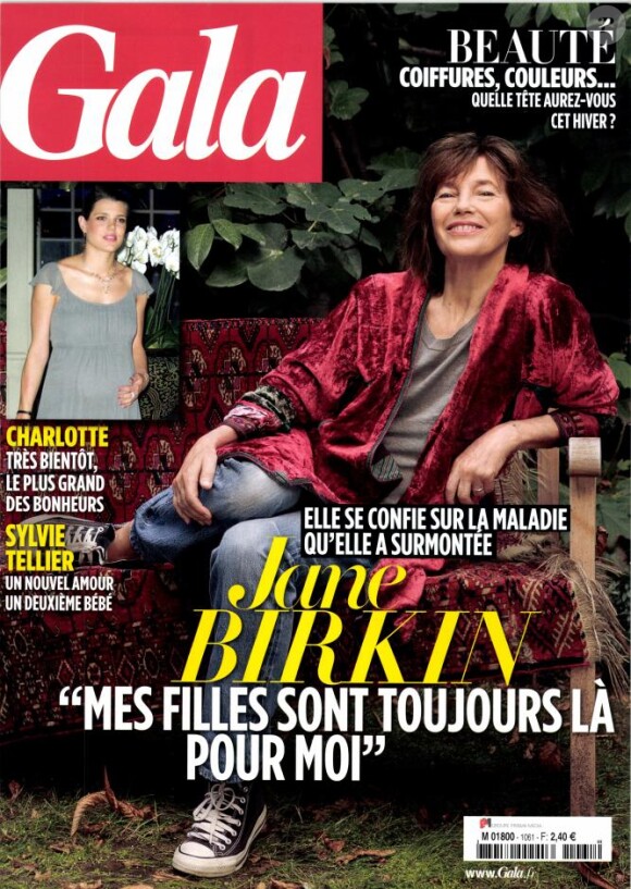 Jane Birkin en couverture du magazine Gala, daté du 9 octobre 2013.
