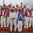 Charles Berling, Philippe Vandel, Laurent Mariotte, Virginie Coupérie-Eiffel, Françoise Laborde, Diane Ducret, David Foenkinos, Eric Naulleau et Jean-Marc Sylvestre à Cabourg à l'occasion de la 20ème édition des Trophées Epona, le 12 octobre 2013