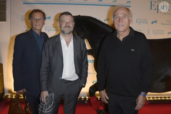 Charles Berling, Eric Naulleau et Jean-Marc Sylvestre lors de la remise des trophées de la 20ème édition des Trophées Epona à Cabourg, le 12 octobre 2013
