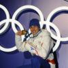Jason Lamy-Chappuis après sa victoire aux JO de Vancouver sur le 10 km en combiné nordique, le 14 février 2010
