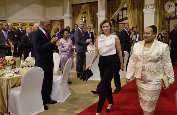 Valerie Trierweiler and Nompumelelo Ntuli (MaNtuli) Zuma attend a state dinner as part of French President's two-day state visit. Pretoria, South Africa, October 14, 2013. Photo by Jacques Witt/Pool/ABACAPRESS.COM15/10/2013 - Pretoria