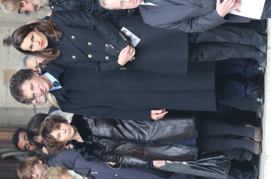 Monique et Jack Lang, Aurélie Filippetti à la sortie des obsèques de Patrice Chéreau en l'Eglise Saint-Sulpice à Paris, le 16 octobre 2013.