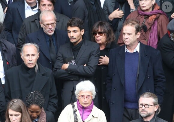 Pascal Greggory et Francois-Marie Banier à la sortie des obsèques de Patrice Chéreau en l'Eglise Saint-Sulpice à Paris, le 16 octobre 2013.