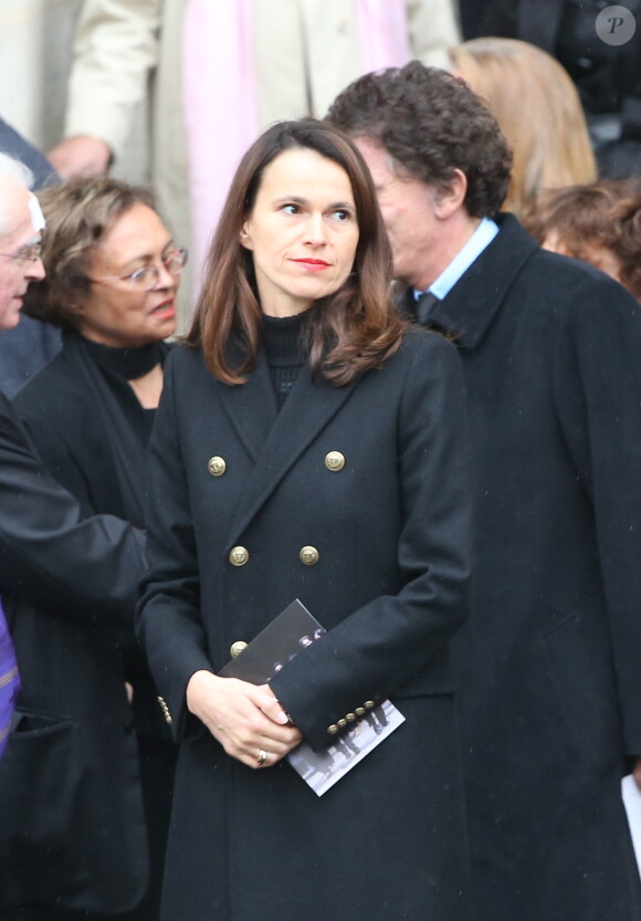 Aurélie Filippetti et Jack Lang à la sortie des obsèques de Patrice Chéreau en l'Eglise Saint-Sulpice à Paris, le 16 octobre 2013.