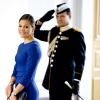 La princesse Victoria de Suède était somptueuse pour la réception du roi Willem-Alexander et de la reine Maxima des Pays-Bas à Stockholm le 14 octobre 2013 par le roi Carl XVI Gustaf de Suède pour leur visite inaugurale.