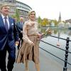 Le roi Willem-Alexander et la reine Maxima des Pays-Bas à Stockholm le 14 octobre 2013 pour leur visite inaugurale.