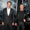 Arnold Schwarzenegger et Sylvester Stallone à la première du film Evasion (The Escape Plan) à New York le 15 octobre 2013.