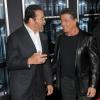 Arnold Schwarzenegger, Sylvester Stallone à la première du film Evasion (The Escape Plan) à New York le 15 octobre 2013.
