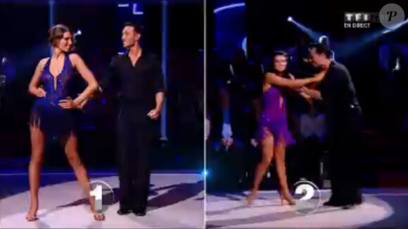 Laury Thilleman et Maxime Dereymez affrontent Damien Sargue et Candice Pascal dans un face à face dans Danse avec les stars 4 sur TF1 le samedi 19 octobre 2013