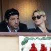 La princesse Charlene de Monaco et Byron Kelleher lors du premier tour du tournoi de Monte-Carlo à Roquebrune Capr-Martin, le 16 avril 2012