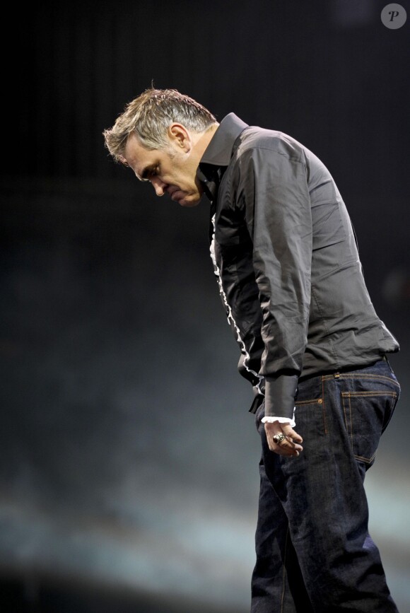Morrissey en concert au festival de Glastonbury, le 24 juin 2011.