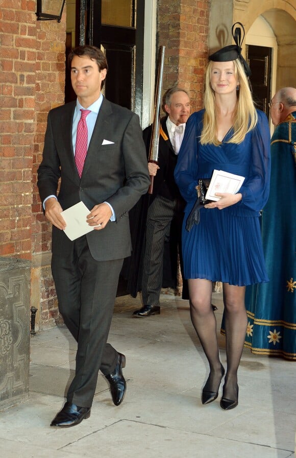 William van Cutsem et sa femme Rosie au baptême du prince George de Cambridge, premier enfant du prince William et de Kate Middleton, en la chapelle royale du palais Saint James, à Londres, le 23 octobre 2013.