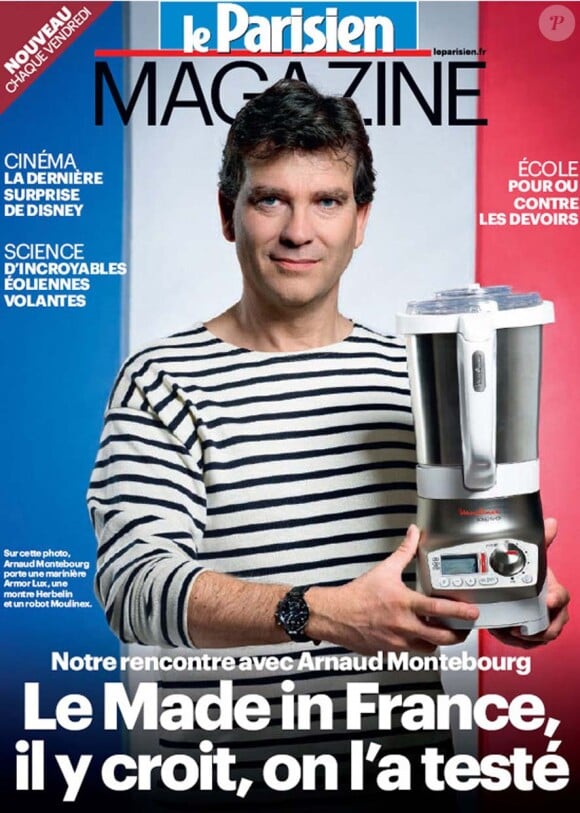 Arnaud Montebourg et sa marinière pour le Parisien Magazine.