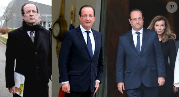 François Hollande en 2011 (à gauche), en 2012 (au centre) et en 2013 (à droite)