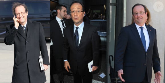 François Hollande en 2011 (à gauche), en 2012 (au centre) et en 2013 (à droite)
