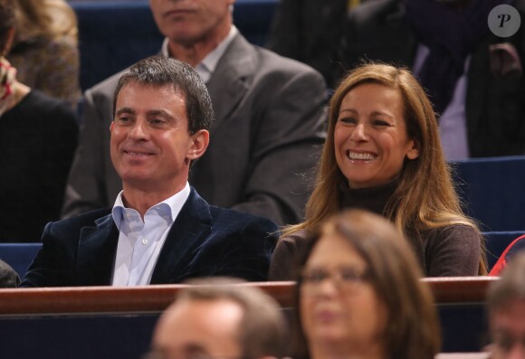 Manuel Valls, Ministre de l'interieur et sa femme Anne Gravoin assistent a l'Open Masters 1000 de Tennis Paris Bercy le 1er novembre 2013.01/11/2013 - Paris