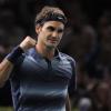 Roger Federer victorieux de Juan Martin Del Potro le 1er novembre 2013 au Masters de Paris-Bercy