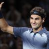 Roger Federer victorieux de Juan Martin Del Potro le 1er novembre 2013 au Masters de Paris-Bercy