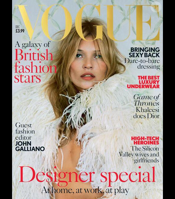 Kate Moss en couverture du British Vogue de décembre 2013. Photo par Tim Walker.