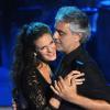 Andrea Bocelli dans le "Danse avec les stars" italien avec sa fiancée Veronica Berti à Rome le 2 novembre 2013.