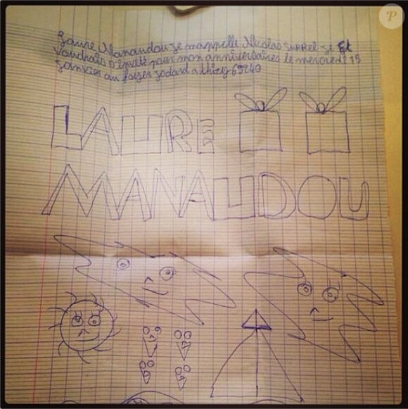 Laure Manaudou, invitée à l'anniversaire du petit Nicolas, a publié l'invitation sur son compte Instagram