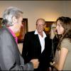 Alain Delon,  Anouchka Delon, Mireille Darc et son mari Pascal Desprez lors de l'exposition de la collection personnelle d'Alain Delon le 15 octobre 2007 à Paris