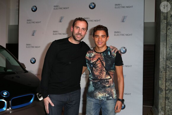 Exclusif - Fred Testot (ambassadeur de la marque) et Samy Seghir lors de l'Electro Night pour le lancement de la BMWi3 au pavillon Cambon, Paris, le 13 novembre 2013.