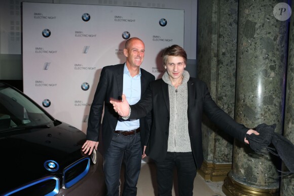 Exclusif - Stanislas Merhar et Guy Forget lors de l'Electro Night pour le lancement de la BMWi3 au pavillon Cambon, Paris, le 13 novembre 2013.