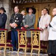 La princesse Charlene, le prince Albert II, la princesse Caroline de Hanovre et la princesse Stéphanie de Monaco lors de la célébration de la Messe d'action de grâce et du Te Deum à la Cathédrale de Monaco à l'occasion de la fête nationale, le 19 novembre 2013