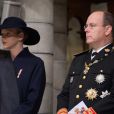 La princesse Charlene et le prince Albert II lors de la célébration de la Messe d'action de grâce et du Te Deum à la Cathédrale de Monaco à l'occasion de la fête nationale, le 19 novembre 2013