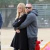 Heidi Klum (enceinte ? ) en compagnie de son petit ami Martin Kirsten assistent au match de football de ses enfants ( Leni, Henry, Johan et Lou ) à Brentwood Los Angeles, le 16 novembre 2013