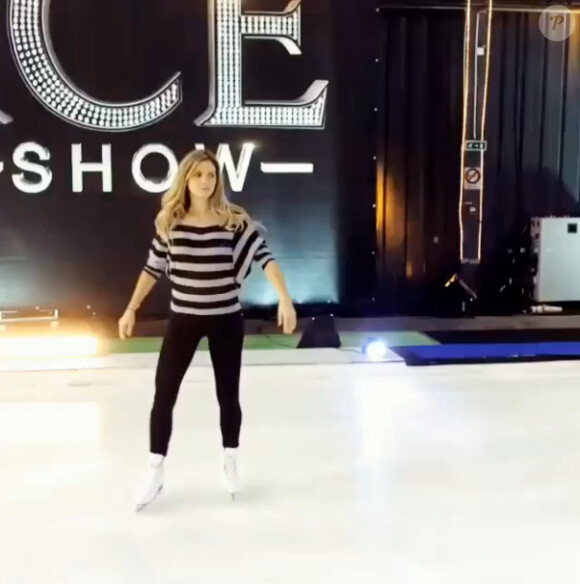 Clara Morgane lors des répétitions pour Ice Show (M6).