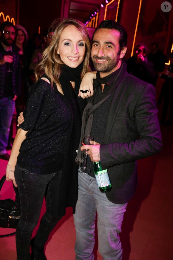 Le journaliste d'I>télé Olivier Benkemoun et l'animatrice Anne Denis à la remise des Prix Fooding 2014 au Cirque d'Hiver à Paris, le 25 novembre 213.