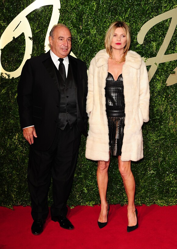 Sir Philip Green et Kate Moss arrivent aux British Fashion Awards à Londres le 2 décembre 2013