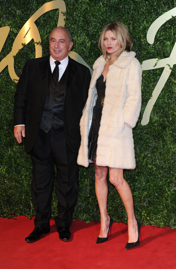 Kate Moss et Sir Philip Green à la cérémonie des British Fashion Awards à Londres le 2 décembre 2013