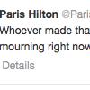 Compte Twitter officiel de Paris Hilton qui condamné le tweet détourné sur la mort de Nelson Mandela