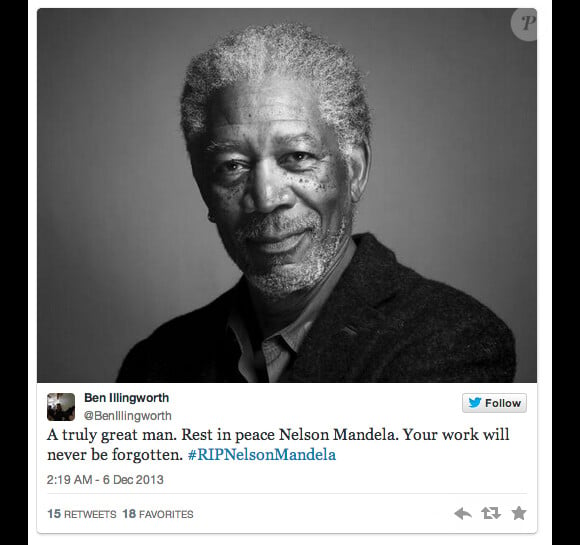 De nombreux internautes ont confondu l'image de Nelson Mandela avec celle de Morgan Freeman