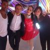 Philippe Candeloro, Kenza Farah et son épouse Olivia dans les coulisses d'Ice Show, mardi 3 décembre 2013.