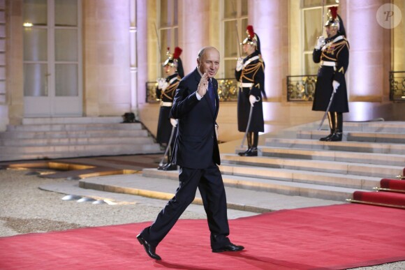 Laurent Fabius, ministre des Affaires etrangères lors du dîner du Sommet pour la paix et la sécurité en Afrique au palais de l'Elysée à Paris le 6 décembre 2013