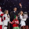 Barack Obama, Michelle Obama, Mariah Carey et sa fille Monroe lors de l'illumination deu Sapin de Noël National à Whashington le 6 décembre 2013