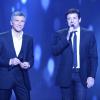 Nagui et Patrick Bruel lors de la soirée spéciale Téléthon sur France 2, le samedi 7 décembre 2013.