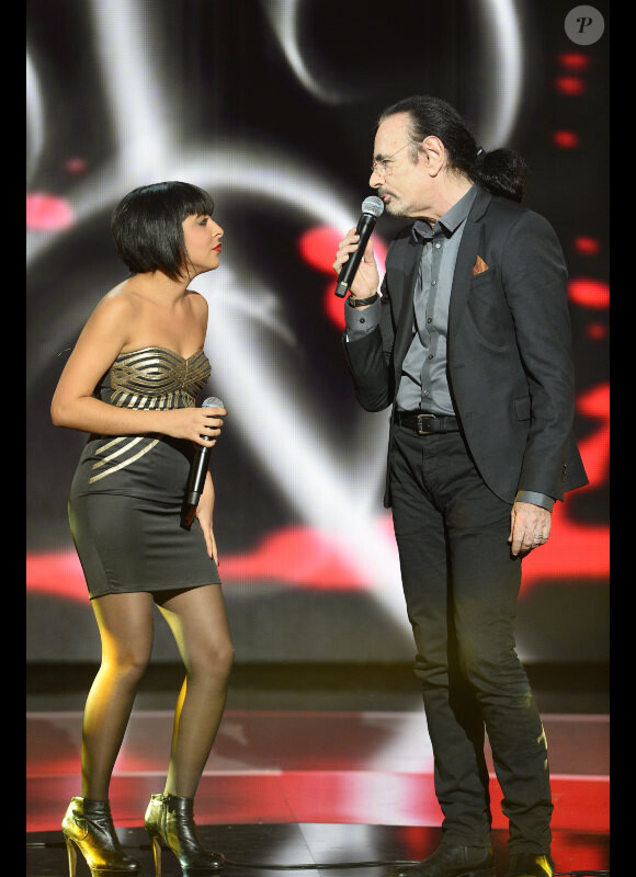Carmen Maria et Nicolas Peyrac lors de la soirée spéciale Téléthon sur France 2, le samedi 7 décembre 2013.